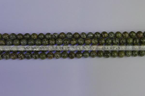 CGJ351 15.5 inches 6mm round green bee jasper beads wholesale