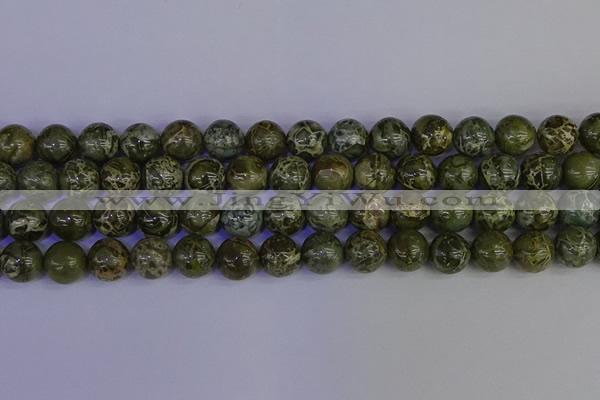 CGJ354 15.5 inches 12mm round green bee jasper beads wholesale