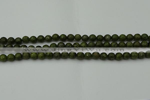CGJ461 15.5 inches 6mm faceted round green jasper beads wholesale