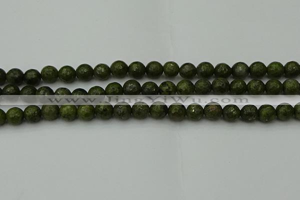 CGJ462 15.5 inches 8mm faceted round green jasper beads wholesale
