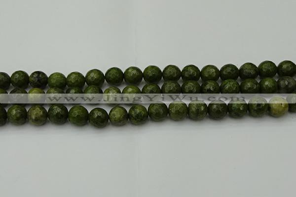 CGJ463 15.5 inches 10mm faceted round green jasper beads wholesale