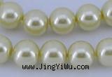 CGL82 10PCS 16 inches 4mm round dyed glass pearl beads wholesale