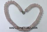 CGN171 20 inches 7*12mm - 9*12mm tyre matte rose quartz necklaces