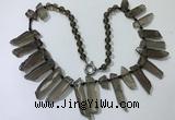 CGN188 23 inches 8*20mm - 11*60mm smoky quartz stick necklaces