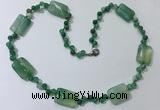 CGN239 22 inches 6mm round & 18*25mm rectangle agate necklaces