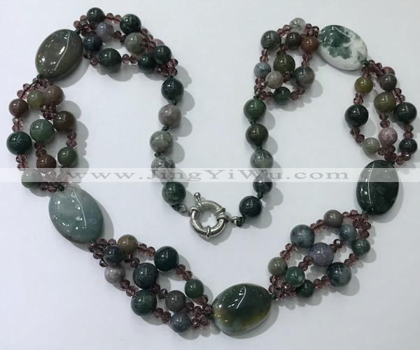CGN296 24.5 inches chinese crystal & Indian agate beaded necklaces