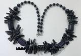 CGN305 27.5 inches chinese crystal & blue goldstone beaded necklaces