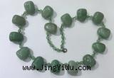 CGN442 21.5 inches freeform green aventurine beaded necklaces
