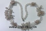 CGN450 25.5 inches chinese crystal & rose quartz beaded necklaces