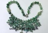 CGN485 21.5 inches chinese crystal & striped agate beaded necklaces