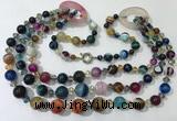CGN614 24 inches chinese crystal & striped agate beaded necklaces