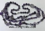 CGN680 23.5 inches chinese crystal & amethyst beaded necklaces