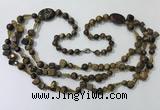 CGN686 23.5 inches chinese crystal & yellow tiger eye beaded necklaces