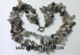 CGN713 22 inches fashion 3 rows grey agate beaded necklaces