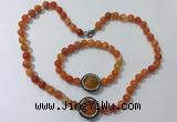 CGN873 19.5 inches 8mm round striped agate jewelry sets