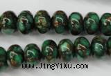 CGO122 15.5 inches 8*12mm rondelle gold green color stone beads