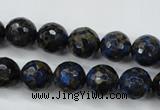 CGO174 15.5 inches 12mm faceted round gold blue color stone beads