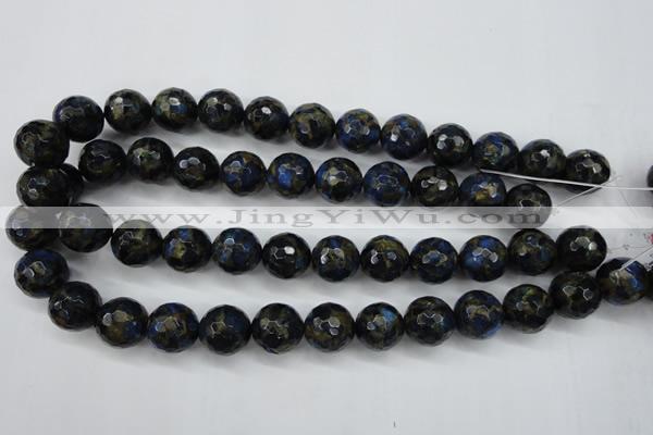 CGO178 15.5 inches 20mm faceted round gold blue color stone beads