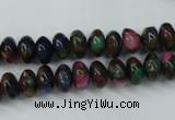 CGO22 15.5 inches 8*12mm rondelle gold multi-color stone beads