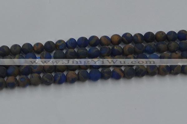 CGO263 15.5 inches 10mm round matte gold multi-color stone beads