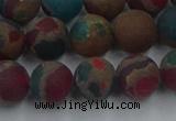 CGO268 15.5 inches 10mm round matte gold multi-color stone beads
