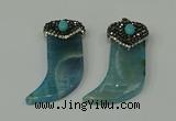 CGP124 25*58mm horn agate gemstone pendants wholesale