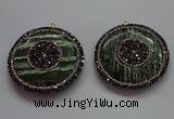 CGP1582 45mm coin green silver line jasper pendants wholesale