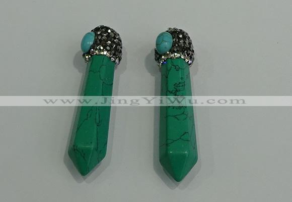 CGP173 10*55mm sticks turquoise gemstone pendants wholesale