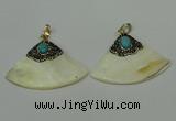 CGP287 35*50mm fan-shaped pearl shell pendants wholesale