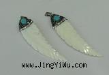 CGP291 15*65mm feather pearl shell pendants wholesale