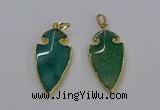 CGP3006 22*45mm arrowhead agate gemstone pendants wholesale