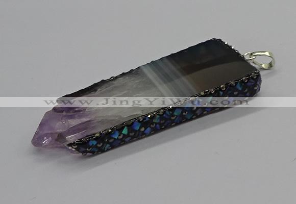 CGP3077 25*50mm - 30*65mm freeform druzy amethyst pendants