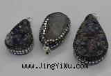 CGP3100 25*40mm - 30*65mm freeform plated druzy amethyst pendants