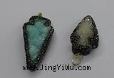 CGP3106 20*40mm - 25*45mm arrowhead druzy agate pendants