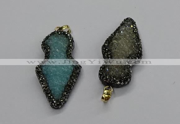 CGP3107 22*50mm arrowhead druzy agate pendants wholesale