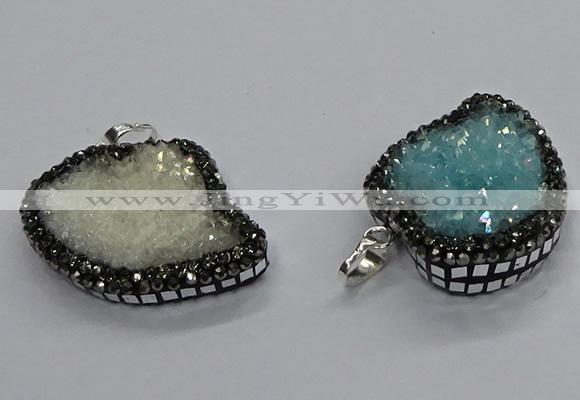 CGP3109 30*40mm heart druzy agate pendants wholesale