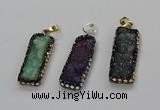 CGP3125 12*35mm - 15*40mm rectangle druzy agate pendants