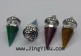 CGP3155 22*50mm faceted cone agate gemstone pendants wholesale