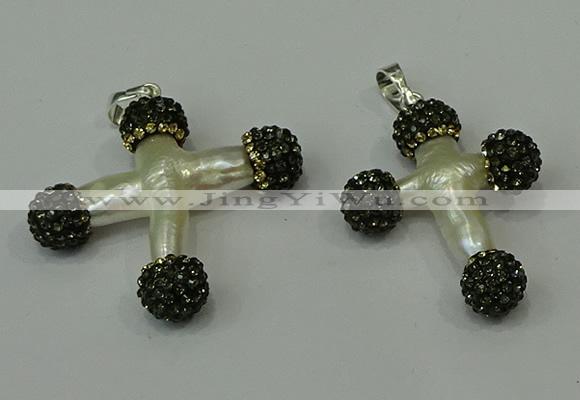 CGP316 25*35mm - 30*35mm cross pearl pendants wholesale
