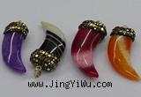 CGP3166 20*50mm - 25*55mm horn agate gemstone pendants