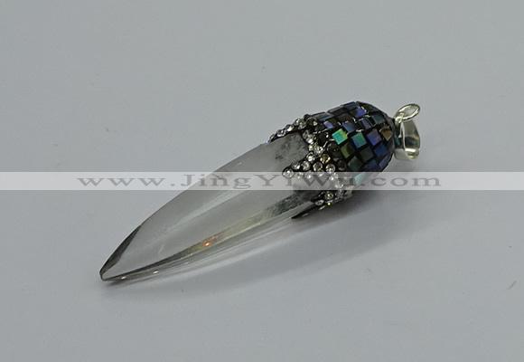 CGP3222 12*45mm - 15*55mm sticks white crystal pendants