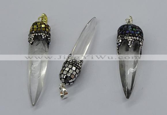 CGP3223 12*45mm - 15*55mm sticks white crystal pendants