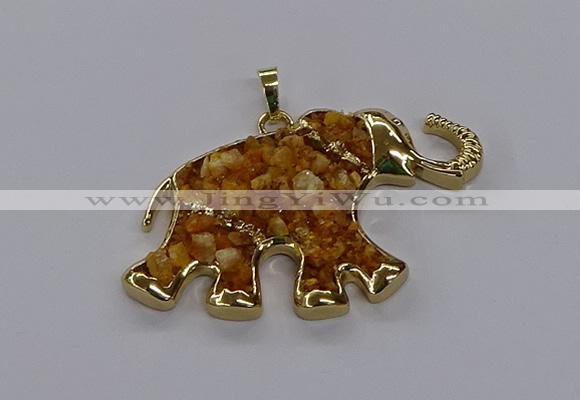 CGP3241 35*60mm elephant druzy agate pendants wholesale
