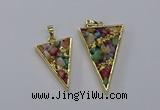 CGP3262 25*40mm - 30*50mm triangle druzy agate pendants wholesale