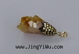 CGP3296 20*40mm - 25*45mm faceted freeform druzy citrine pendants