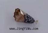 CGP3297 20*40mm - 25*45mm faceted freeform druzy citrine pendants