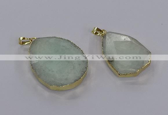 CGP3340 25*35mm - 30*40mm faceted freeform blue sponge quartz pendants