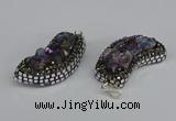 CGP3385 18*40mm - 22*45mm horn plated druzy amethyst pendants