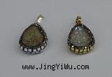 CGP3391 18*25mm flat teardrop plated druzy agate pendants