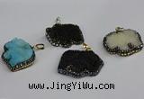 CGP3395 30*35mm - 30*40mm elephant plated druzy agate pendants
